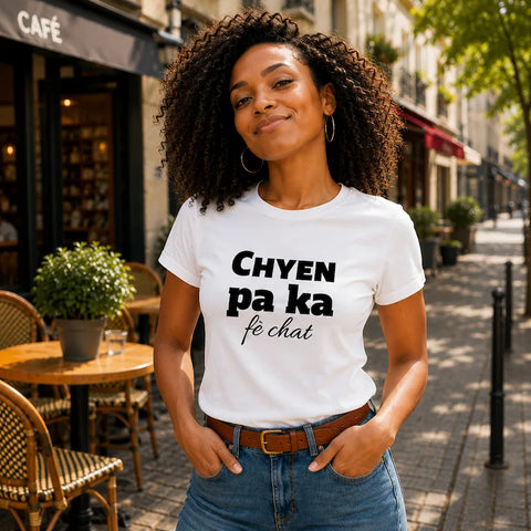 Image of T-shirt Femme - Chyen pa ka fè chat
