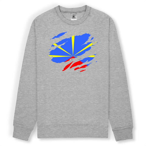 Image of Sweat Drapeau Réunion effet sweat déchiré