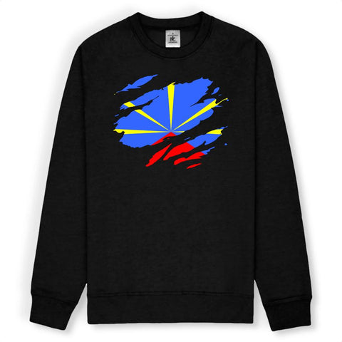 Image of Drapeau Réunion effet sweat déchiré Sweat