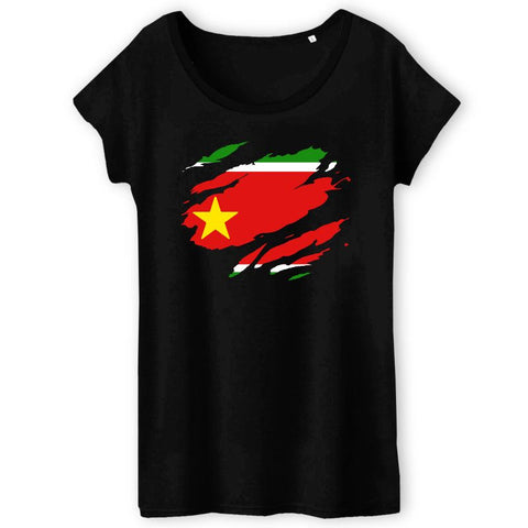 Image of tshirt femme drapeau guadeloupe effet tshirt déchiré