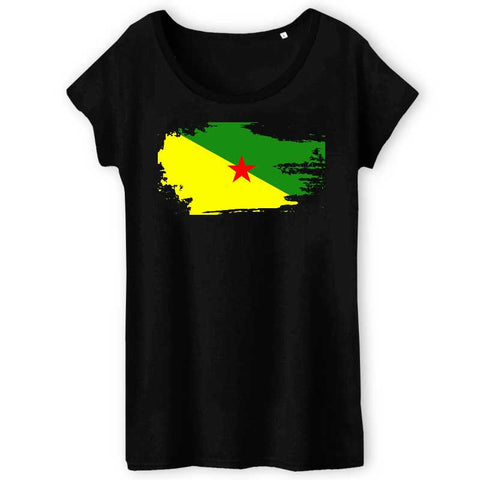 Image of t-shirt femme drapeau guyane effet tshirt déchiré