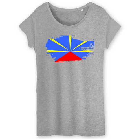 Image of drapeau reunion effet dechiré tshirt femme