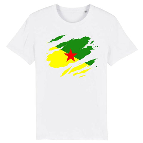 Image of tshirt homme drapeau guyane effet tshirt déchiré