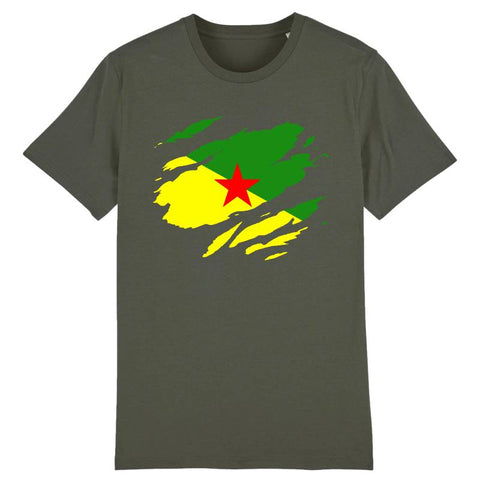 Image of tshirt drapeau guyane effet tshirt déchiré homme