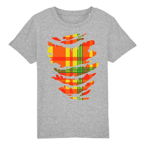 Image of madras rouge jaune vert tshirt enfant