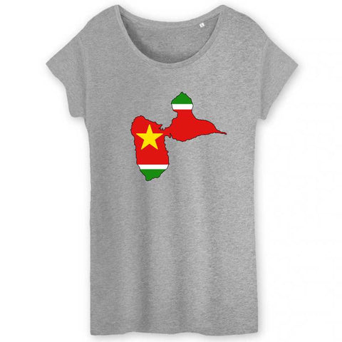 Image of tshirt femme carte guadeloupe drapeau