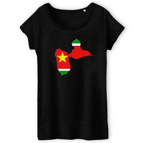 Image of carte guadeloupe drapeau tshirt femme