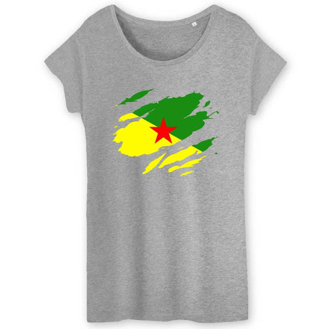 Image of drapeau guyane effet tshirt déchiré tshirt femme 