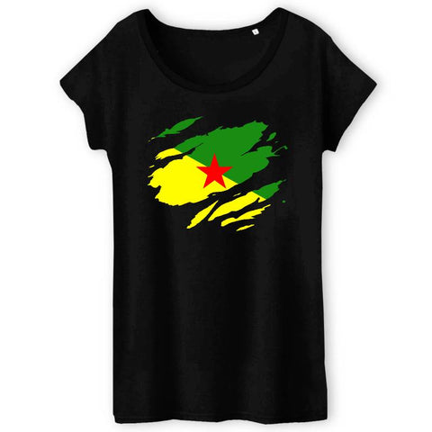 Image of t-shirt femme drapeau guyane effet tshirt déchiré