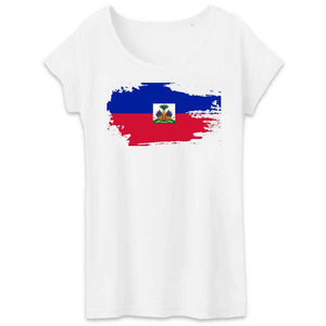 tshirt femme drapeau haiti effet dechiré