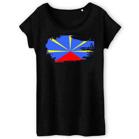 Image of t-shirt femme drapeau reunion effet dechiré