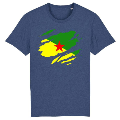 Image of drapeau guyane effet tshirt déchiré t-shirt homme 