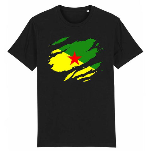 Image of t-shirt homme drapeau guyane effet tshirt déchiré