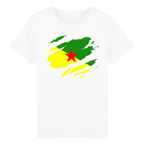 Image of tshirt enfant drapeau guyane effet tshirt déchiré