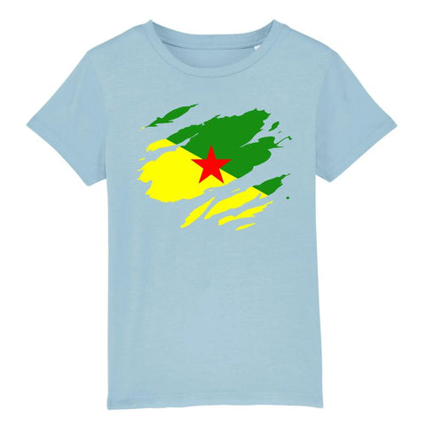 Image of tshirt drapeau guyane effet tshirt déchiré enfant 