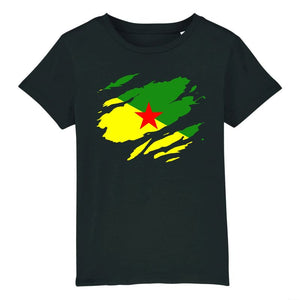 T-Shirt Enfant - Drapeau Guyane effet t-shirt déchiré