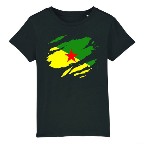 Image of t-shirt enfant drapeau guyane effet tshirt déchiré