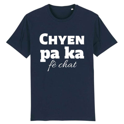 Image of  T-shirt Chyen pa ka fè chat homme