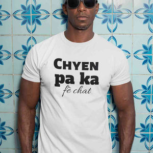 T-shirt Homme - Chyen pa ka fè chat