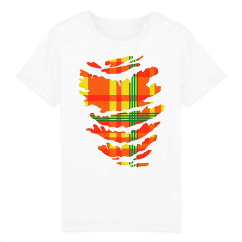 Image of t-shirt enfant madras rouge jaune vert