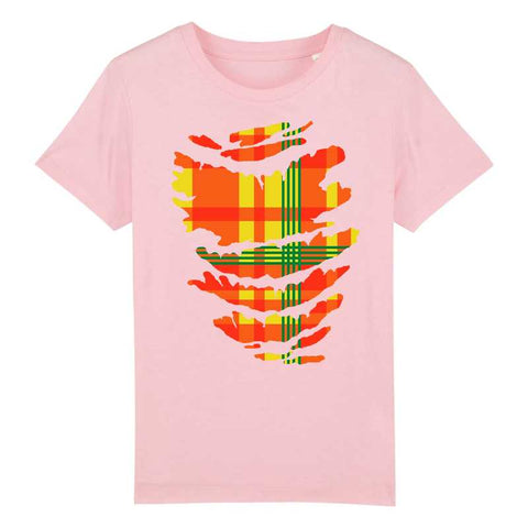 Image of madras  jaune rouge vert tshirt enfant